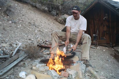 Day 5  we camped in our usual spot near Belmont Mill...part of the building behind Gary has collapsed