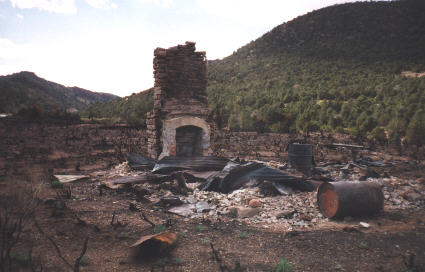 only the fireplace remains standing